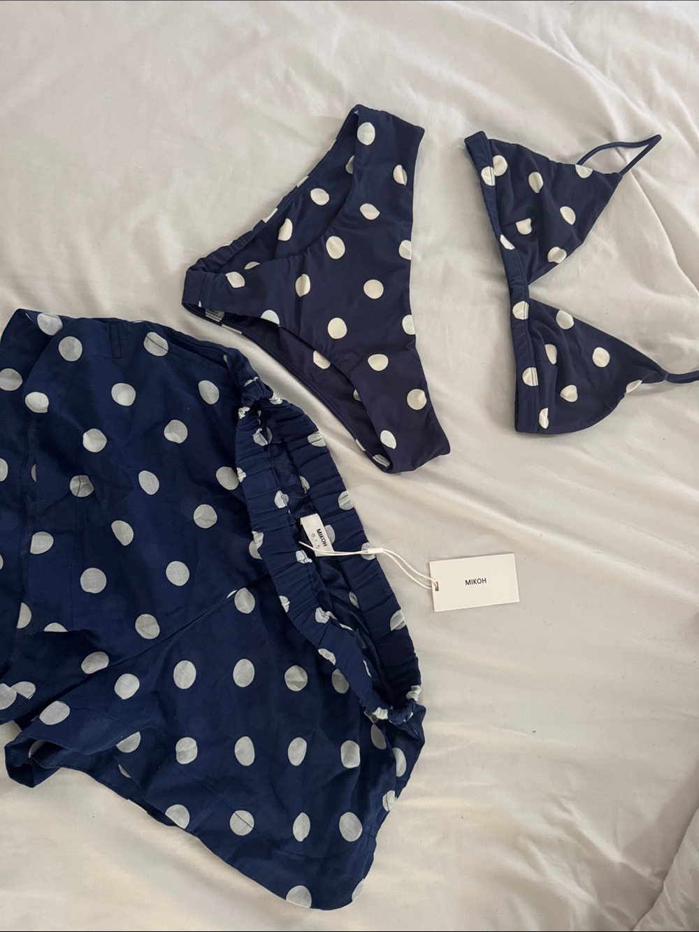 Mikoh blue and White Polka Dot Set